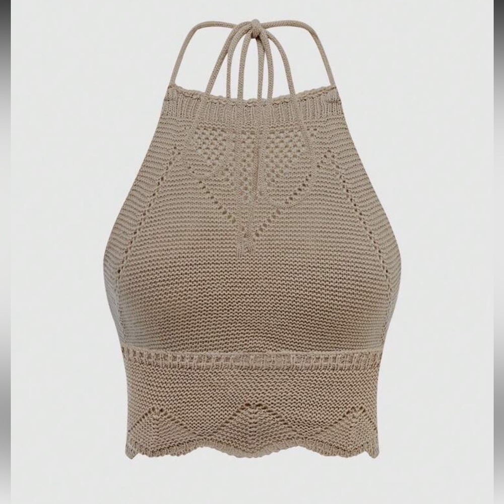 Tan Knit Halter Top